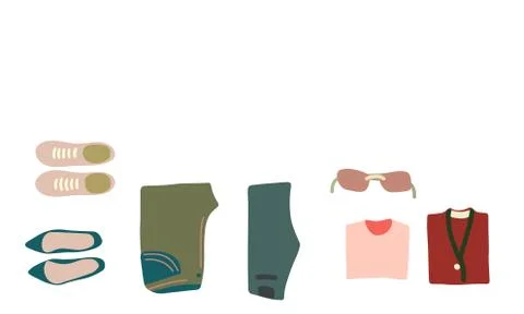 Luggage flatlay top view. Stock Illustration