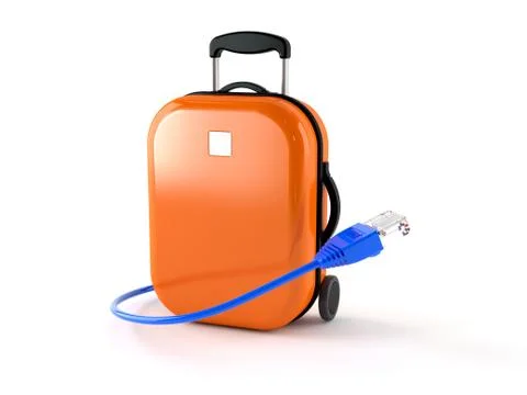 Luggage with internet cable Stock Illustration