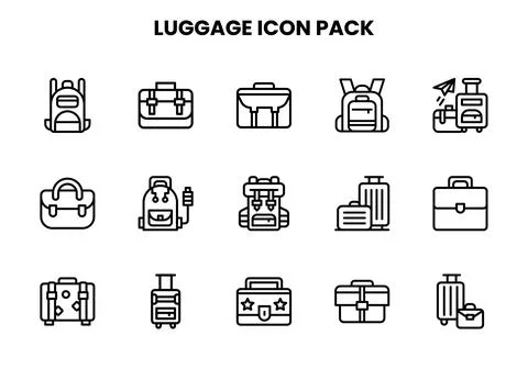 Luggage Line Bundle Icons Pack Stock Illustration