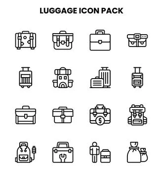 Luggage Line Vector Icons Pack Stock Illustration