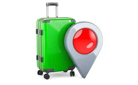 Luggage with map pointer. 3D rendering イラスト素材