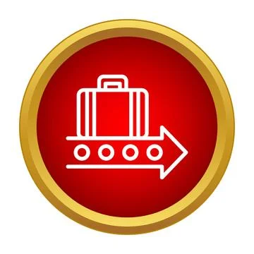 Luggage processing conveyor belt system icon Stock Illustration