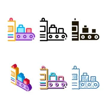 Luggage security system icon thin set line vector Stock Illustration