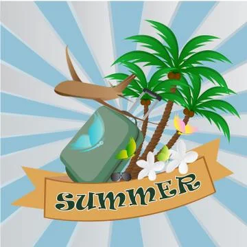 Luggage on summer background. vector illustration. eps 10. Stock Illustration