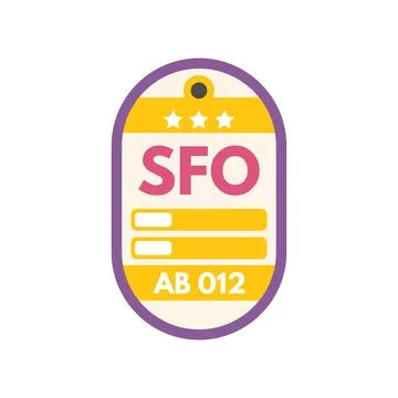 Luggage tag with destination airport code sfo for san francisco international Stock-Illustration