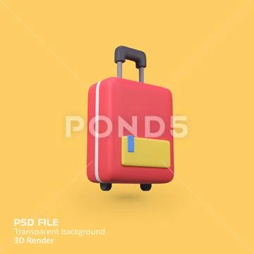 Luggage travel isolated 3d render icon illustration Modèle PSD