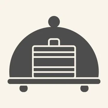Luggage on a tray solid icon. Travel suitcase transportation symbol, glyph style イラスト素材