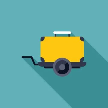Luggage trolley being pulled from side view on green background Stock Illustration