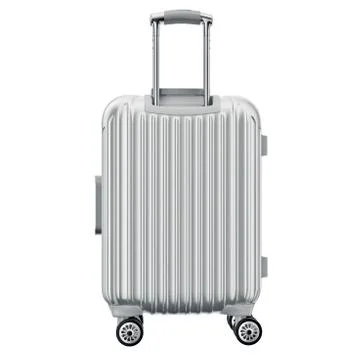 Luggage on wheels silver, back view 스톡 일러스트