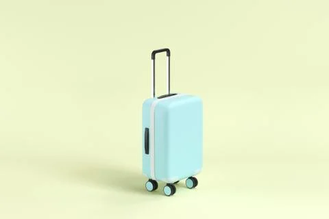 Luggage with yellow background, 3d rendering. Stock Illustration
