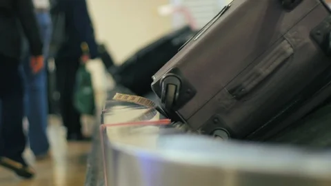 Luggages in airport close up Vídeo Stock 96465745