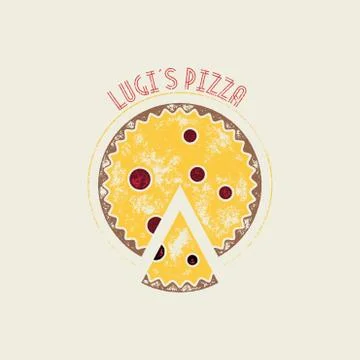 Lugis Pizza Retro Vector Stamp or Logo Template Stock Illustration