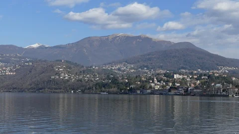 Luino with boat Stock Footage 124969198