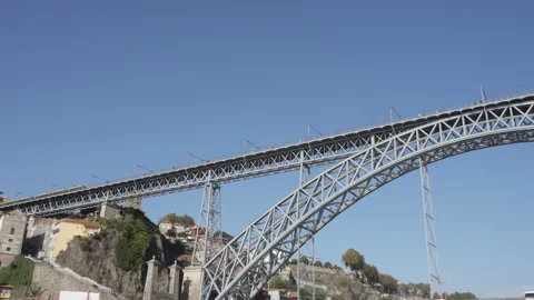 Luis I bridge view from River Douro Cruise. Porto, Portugal Video stock 97741506