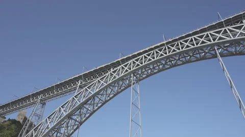 Luis I bridge view from River Douro Cruise. Porto, Portugal Video stock 97741914