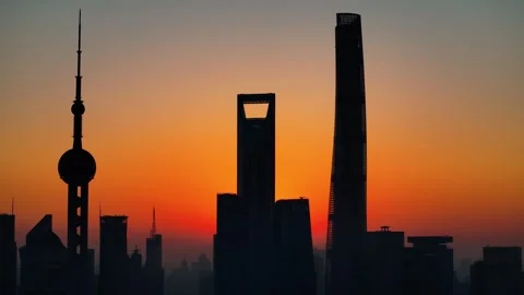 Lujiazui Golden Hour Drone Hyperlapse 4K Video stock 339333338