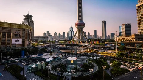 Lujiazui ring time lapse Stockbeeldmateriaal 119021339