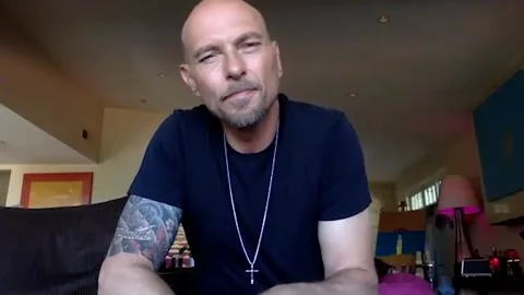 Luke Goss is interviewed online for his thriller movie 'Hollow Point' - 2021 Video stock 157437141