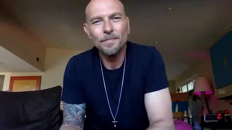 Luke Goss is interviewed online for his action thriller 'Hollow Point' - 2021 Stock Footage 157437155