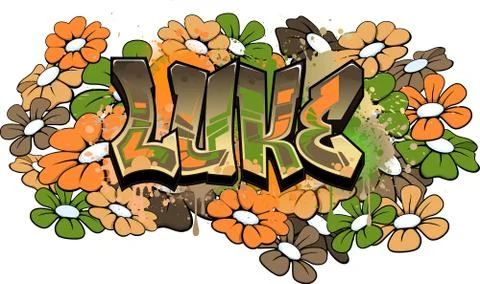 Luke Graffiti Text Logotype Design Stock Illustration
