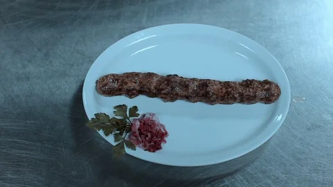 Lula kebab on a plate Stock Footage 71641067