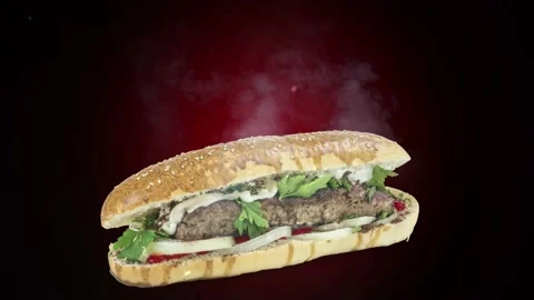 Lule kebab in bread on dark background Stock Footage 135176799