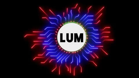 Lum text with abstract electronic circuit Illustrazione stock