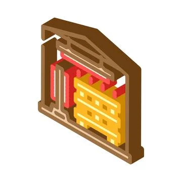 Lumber drying process isometric icon vector illustration Stock Illustration