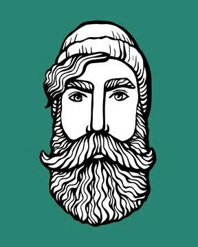Lumber Hipster head with beard. Hand-Drawn Doodle. Vector Illustration - stoc Stock Illustration