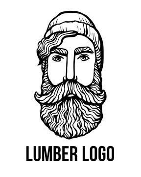 Lumber Hipster head with beard. Hand-Drawn Doodle. Vector Illustration - stoc Stock Illustration
