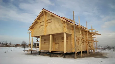 Lumber House On Pile Foundations Stock Footage 58267102
