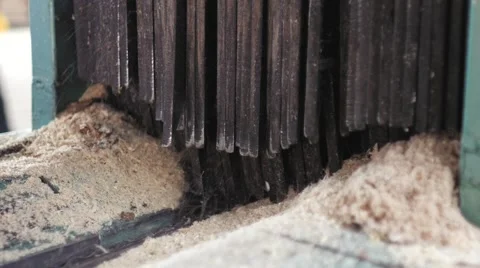 Lumber industry - Pine log calls in the tray for sawing. Stock Footage 62508633