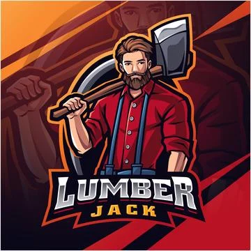 Lumber jack esport mascot logo design Stock Illustration