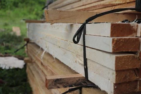 Lumber in a sawmill Foto stock