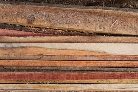 Lumber in a sawmill Stock Photos
