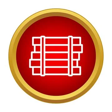 Lumber stack planks icon within red circle 스톡 일러스트