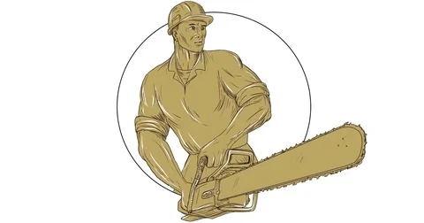 Lumberjack Arborist Holding Chainsaw 2D Animation 스톡 동영상 75016708