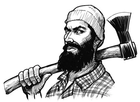 Lumberjack with ax Stock Illustration