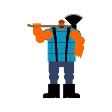 Lumberjack with ax. Woodcutter with axe. vector Stock Illustration