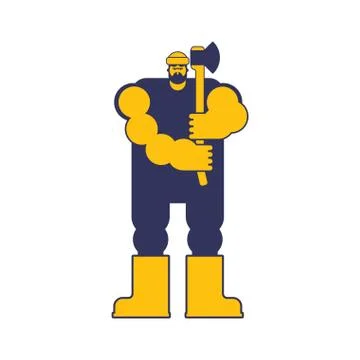 Lumberjack with ax. Woodcutter with axe. vector Stock Illustration