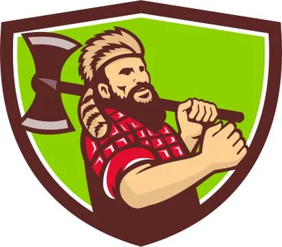 Lumberjack Axe Shield Retro Stock-Illustration