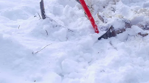 Lumberjack axe in snow Stock-Footage 60056520