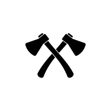 Lumberjack axes crossed icon. Vector on isolated white background. EPS 10 Stock Illustration
