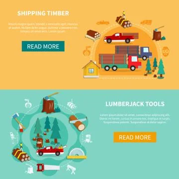 Lumberjack Banner Set Illustration