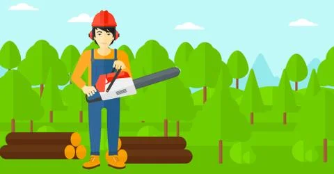 Lumberjack with chainsaw Stock Illustration
