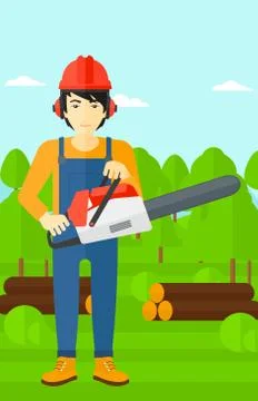 Lumberjack with chainsaw Stock Illustration