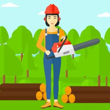 Lumberjack with chainsaw Stock Illustration