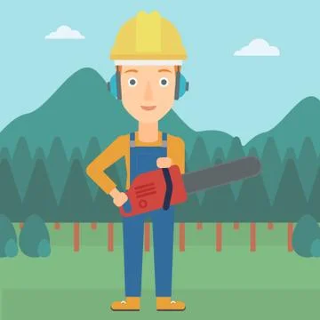 Lumberjack with chainsaw Stock Illustration