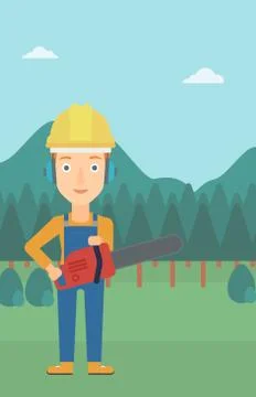 Lumberjack with chainsaw Stock Illustration