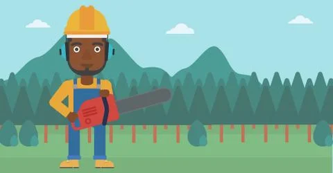 Lumberjack with chainsaw Stock Illustration